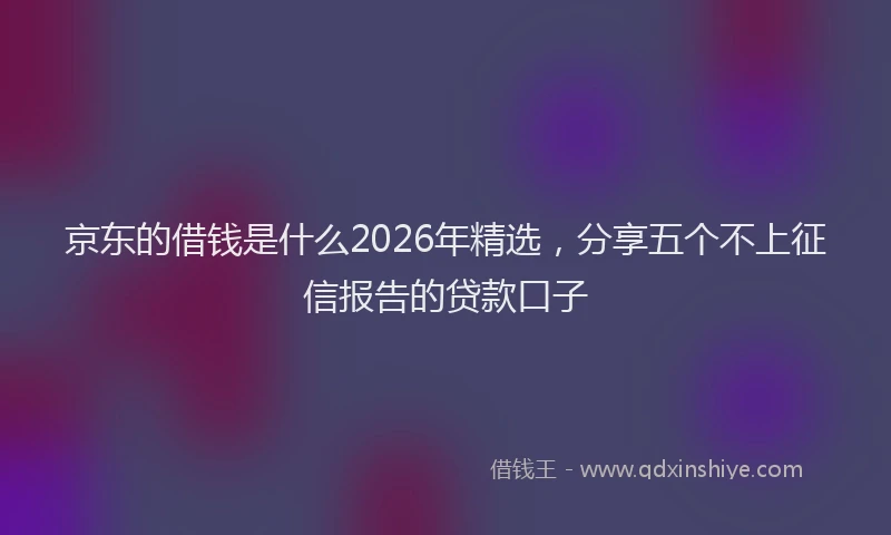 京东的借钱是什么2026年精选,分享五个不上征信报告的贷款口子