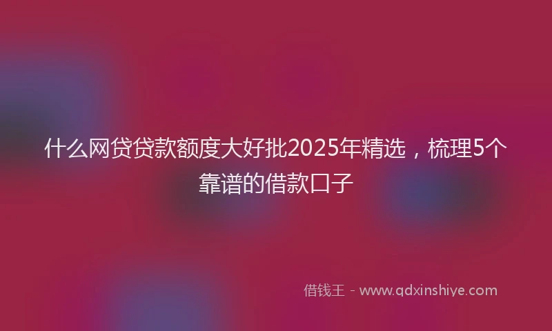 什么网贷贷款额度大好批2025年精选，梳理5个靠谱的借款口子