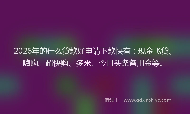 2026年的什么贷款好申请下款快有：现金飞贷、嗨购、超快购、多米、今日头条备用金等。