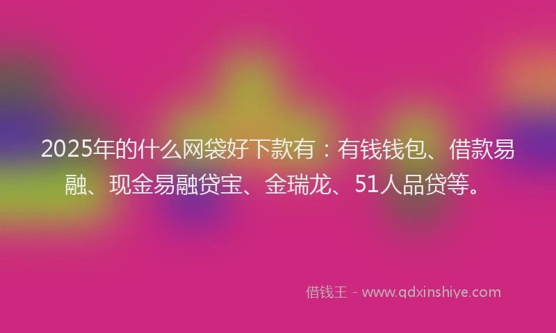 2025年的什么网袋好下款有：有钱钱包、借款易融、现金易融贷宝、金瑞龙、51人品贷等。