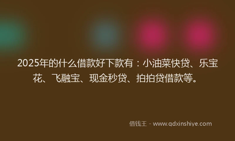 2025年的什么借款好下款有：小油菜快贷、乐宝花、飞融宝、现金秒贷、拍拍贷借款等。