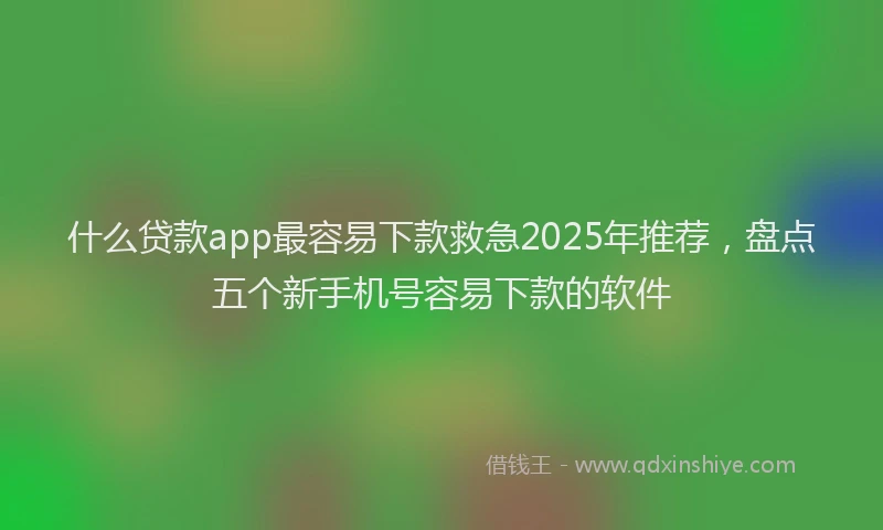 什么贷款app最容易下款救急2025年推荐，盘点五个新手机号容易下款的软件
