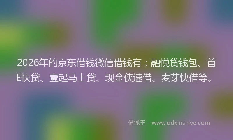 2026年的京东借钱微信借钱有:融悦贷钱包、首E快贷、壹起马上贷、现金侠速借、麦芽快借等。
