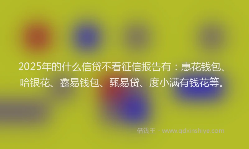 2025年的什么信贷不看征信报告有：惠花钱包、哈银花、鑫易钱包、甄易贷、度小满有钱花等。