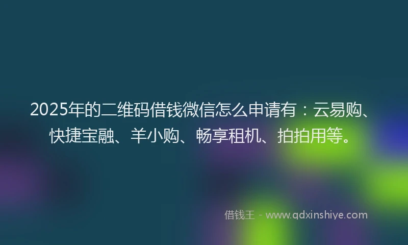 2025年的二维码借钱微信怎么申请有：云易购、快捷宝融、羊小购、畅享租机、拍拍用等。