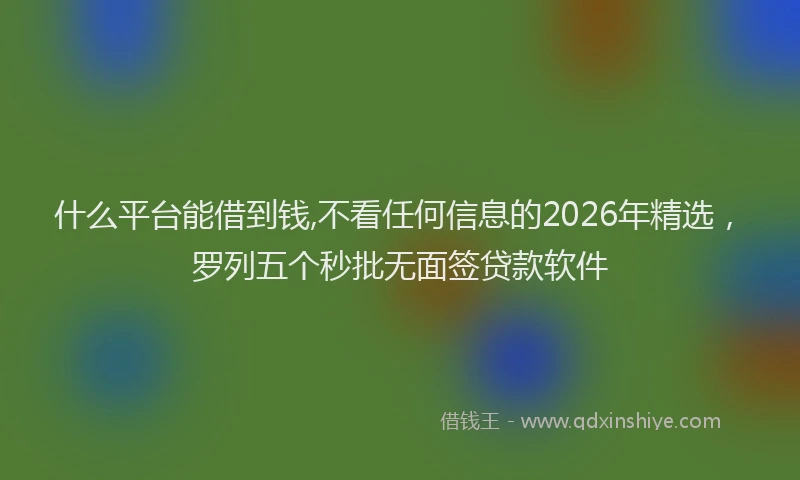 什么平台能借到钱,不看任何信息的2026年精选，罗列五个秒批无面签贷款软件