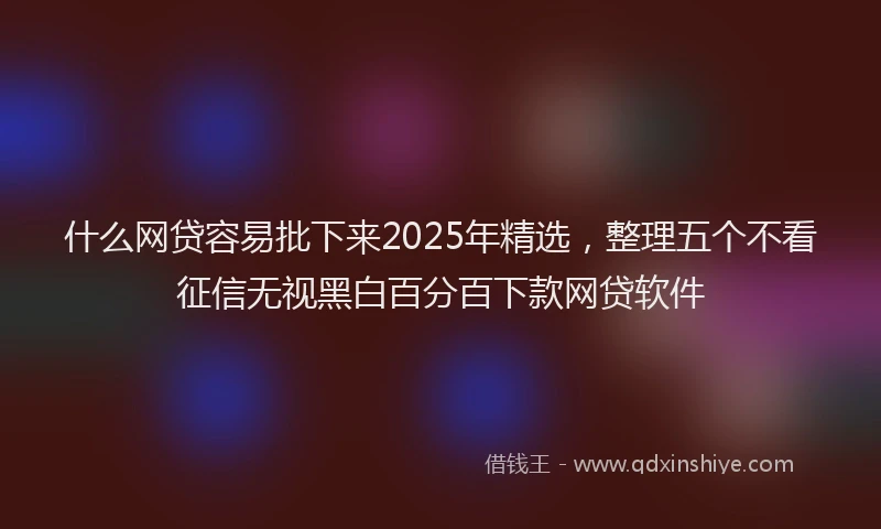 什么网贷容易批下来2025年精选,整理五个不看征信无视黑白百分百下款网贷软件