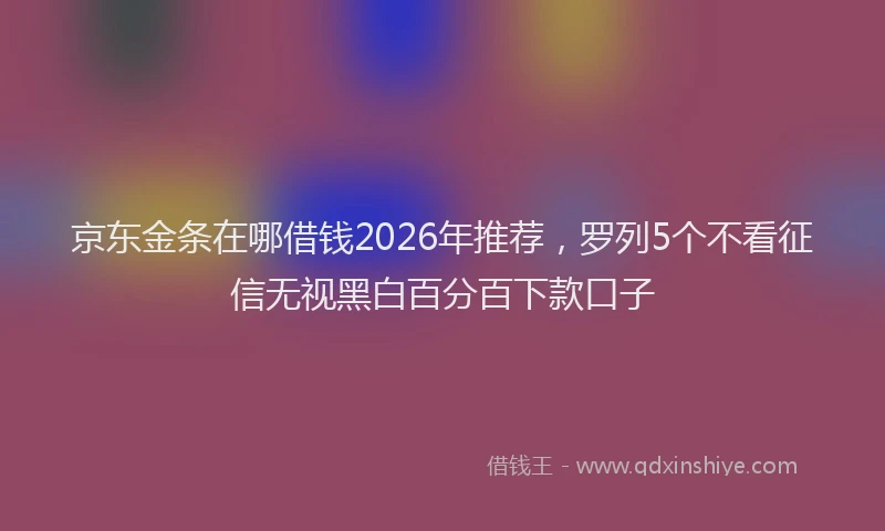 京东金条在哪借钱2026年推荐，罗列5个不看征信无视黑白百分百下款口子