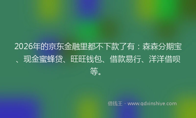 2026年的京东金融里都不下款了有:森森分期宝、现金蜜蜂贷、旺旺钱包、借款易行、洋洋借呗等。