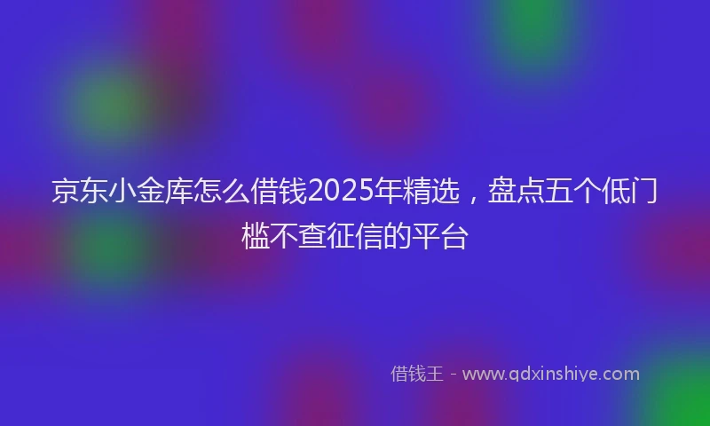 京东小金库怎么借钱2025年精选，盘点五个低门槛不查征信的平台