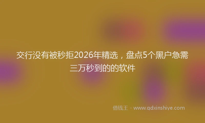 交行没有被秒拒2026年精选,盘点5个黑户急需三万秒到的的软件