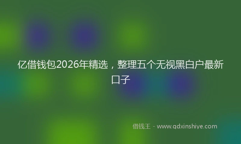 亿借钱包2026年精选，整理五个无视黑白户最新口子