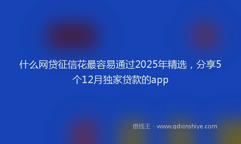 什么网贷征信花最容易通过2025年精选，分享5个12月独家贷款的app