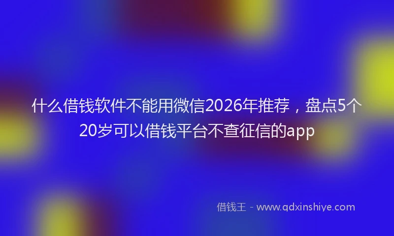 什么借钱软件不能用微信2026年推荐，盘点5个20岁可以借钱平台不查征信的app