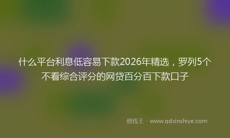 什么平台利息低容易下款2026年精选，罗列5个不看综合评分的网贷百分百下款口子
