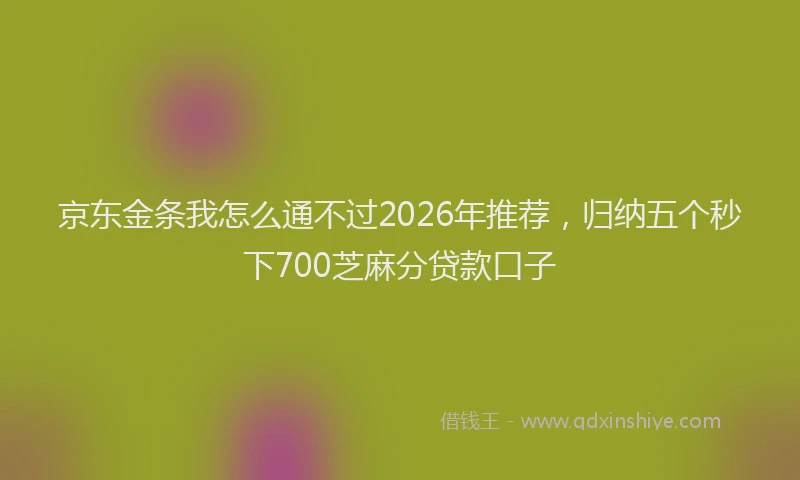 京东金条我怎么通不过2026年推荐，归纳五个秒下700芝麻分贷款口子