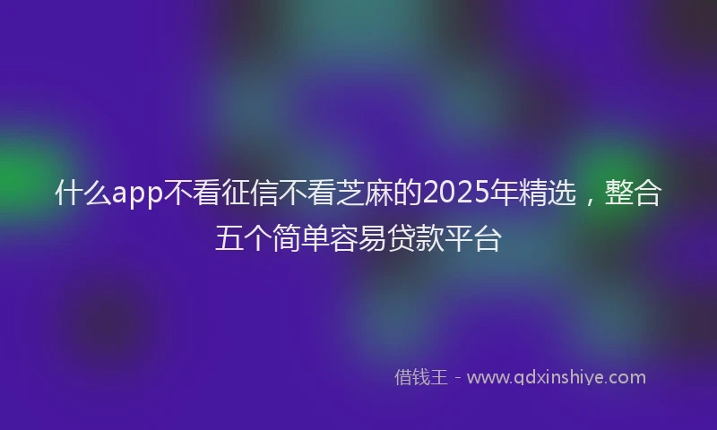 什么app不看征信不看芝麻的2025年精选，整合五个简单容易贷款平台