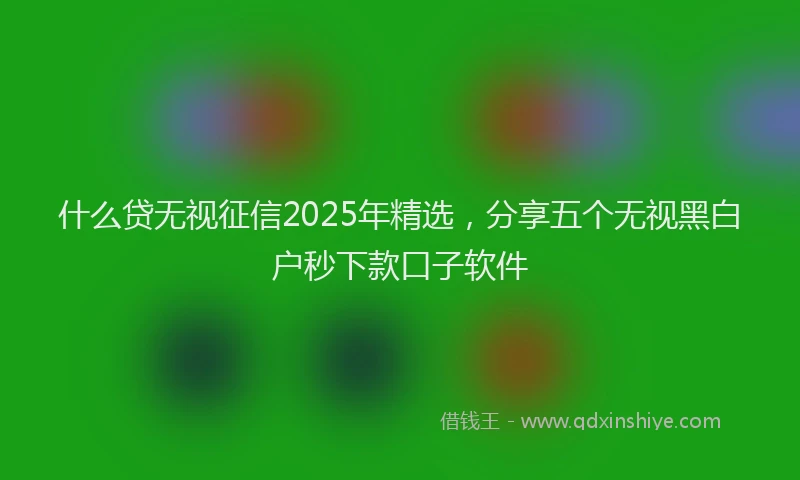 什么贷无视征信2025年精选，分享五个无视黑白户秒下款口子软件