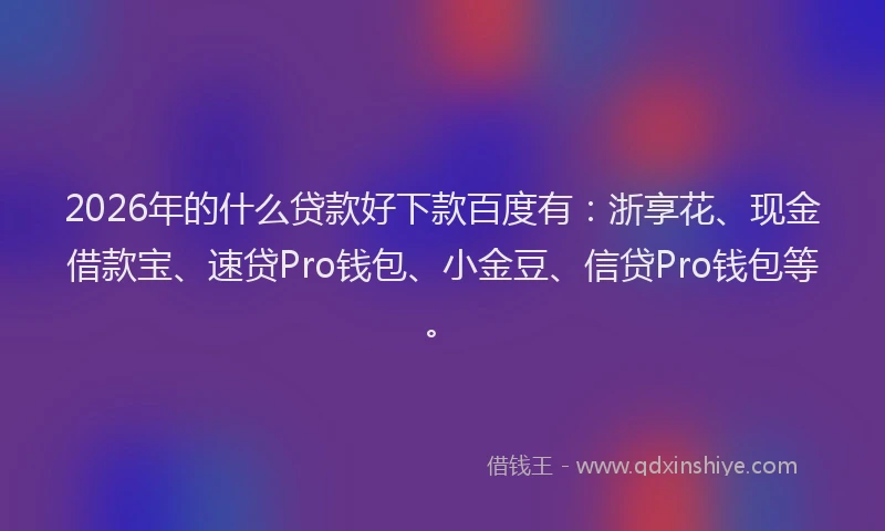 2026年的什么贷款好下款百度有：浙享花、现金借款宝、速贷Pro钱包、小金豆、信贷Pro钱包等。