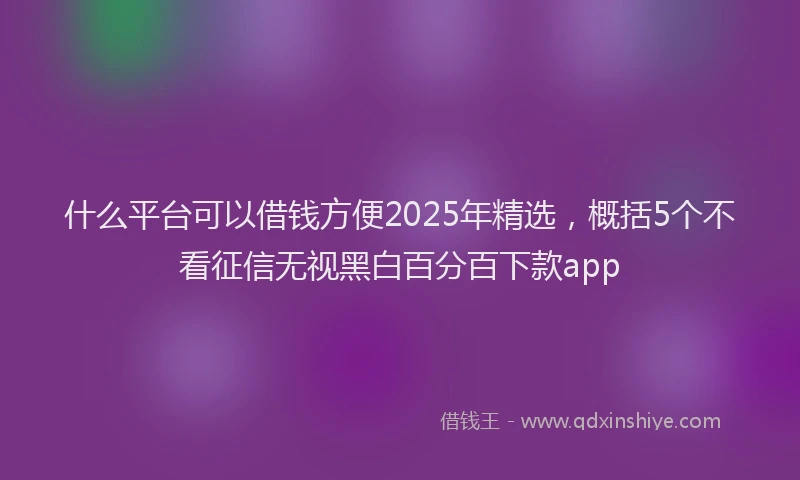 什么平台可以借钱方便2025年精选，概括5个不看征信无视黑白百分百下款app