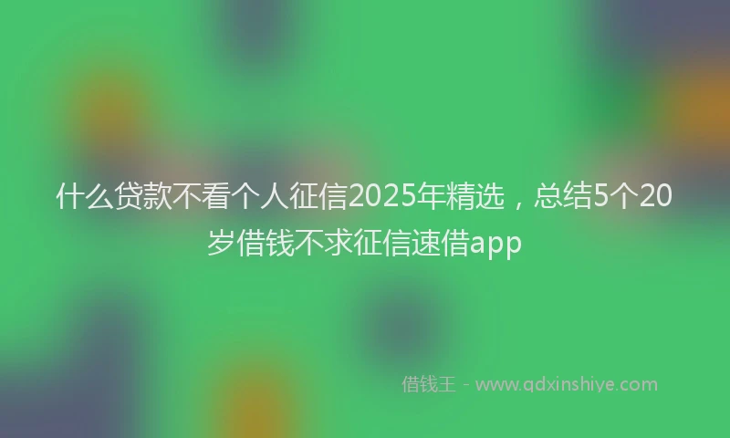 什么贷款不看个人征信2025年精选，总结5个20岁借钱不求征信速借app
