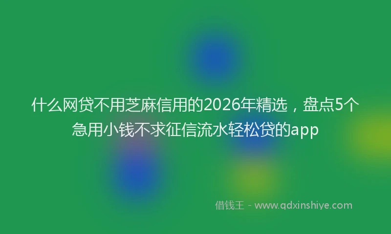 什么网贷不用芝麻信用的2026年精选，盘点5个急用小钱不求征信流水轻松贷的app