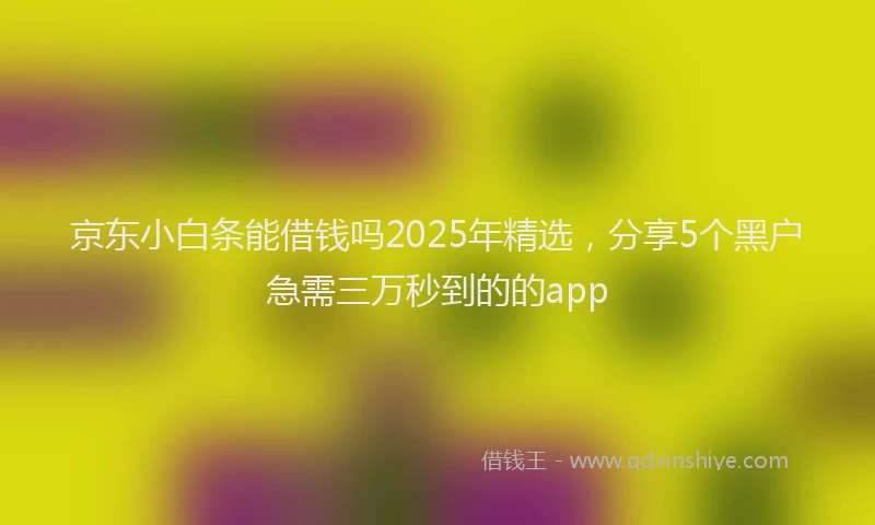 京东小白条能借钱吗2025年精选，分享5个黑户急需三万秒到的的app