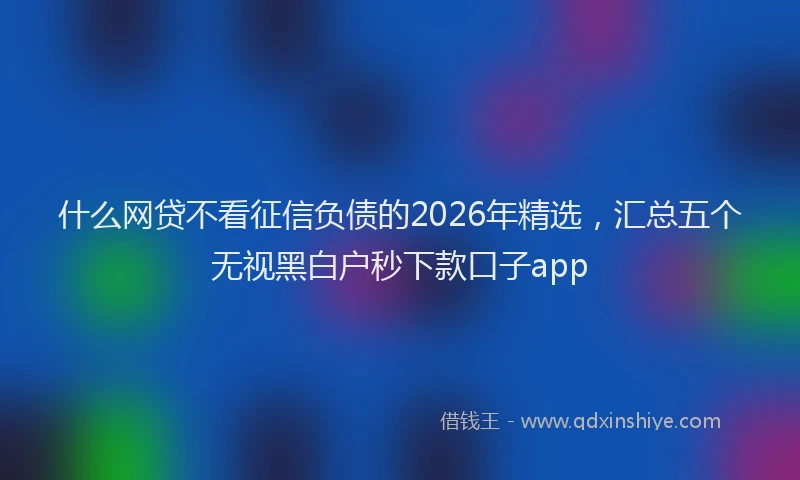 什么网贷不看征信负债的2026年精选，汇总五个无视黑白户秒下款口子app