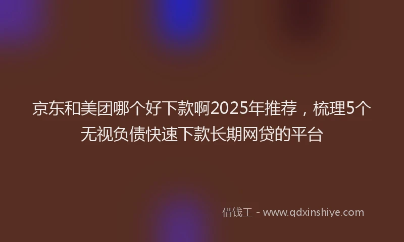 京东和美团哪个好下款啊2025年推荐，梳理5个无视负债快速下款长期网贷的平台