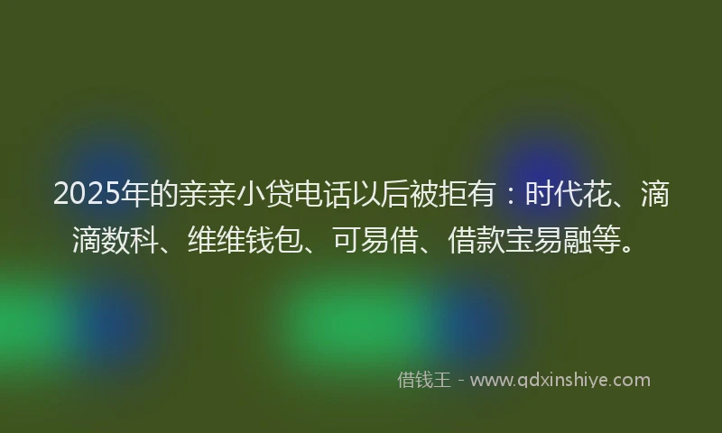 2025年的亲亲小贷电话以后被拒有:时代花、滴滴数科、维维钱包、可易借、借款宝易融等。