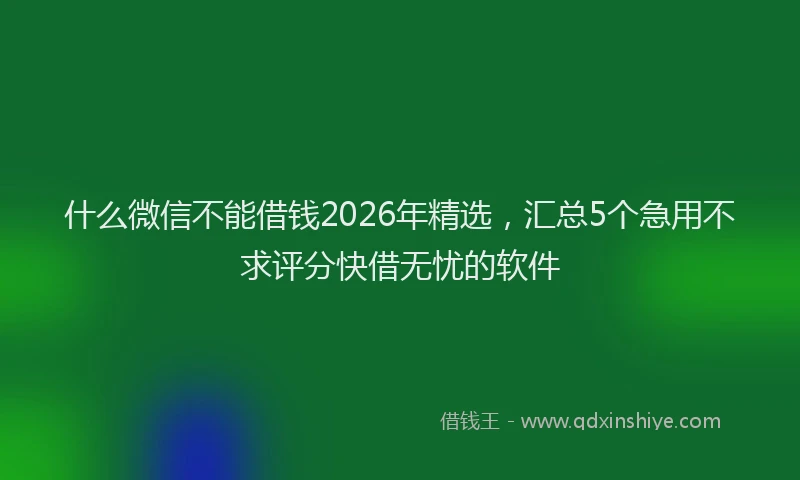 什么微信不能借钱2026年精选,汇总5个急用不求评分快借无忧的软件