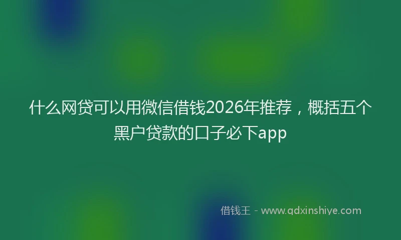 什么网贷可以用微信借钱2026年推荐，概括五个黑户贷款的口子必下app