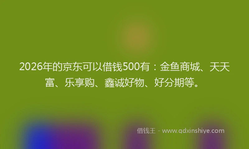 2026年的京东可以借钱500有：金鱼商城、天天富、乐享购、鑫诚好物、好分期等。