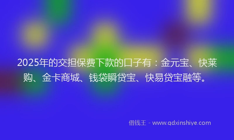 2025年的交担保费下款的口子有:金元宝、快莱购、金卡商城、钱袋瞬贷宝、快易贷宝融等。