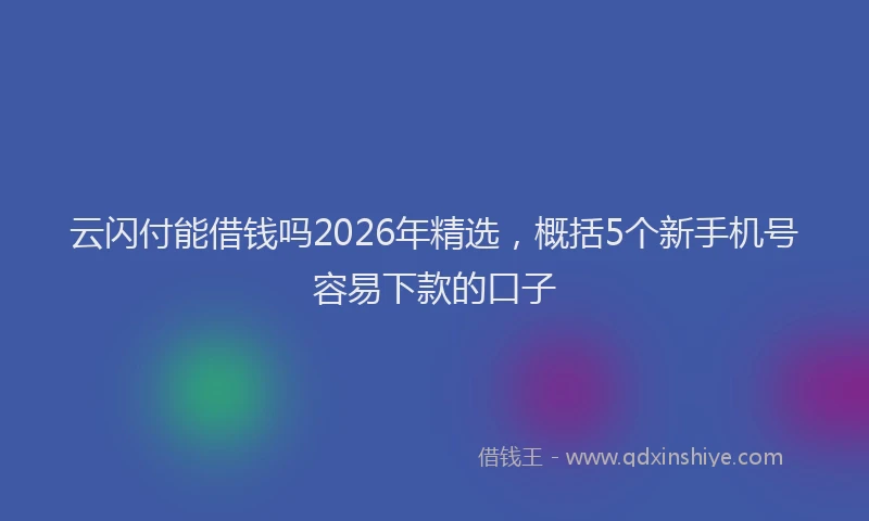 云闪付能借钱吗2026年精选，概括5个新手机号容易下款的口子