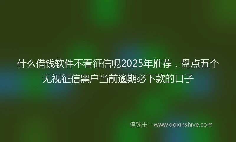 什么借钱软件不看征信呢2025年推荐，盘点五个无视征信黑户当前逾期必下款的口子
