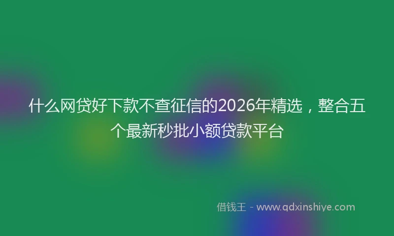 什么网贷好下款不查征信的2026年精选,整合五个最新秒批小额贷款平台