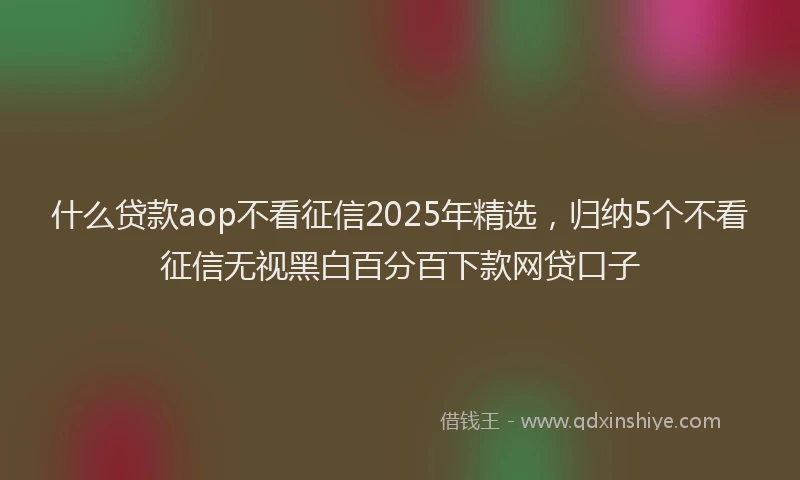 什么贷款aop不看征信2025年精选，归纳5个不看征信无视黑白百分百下款网贷口子