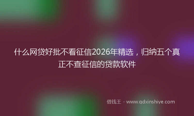什么网贷好批不看征信2026年精选，归纳五个真正不查征信的贷款软件