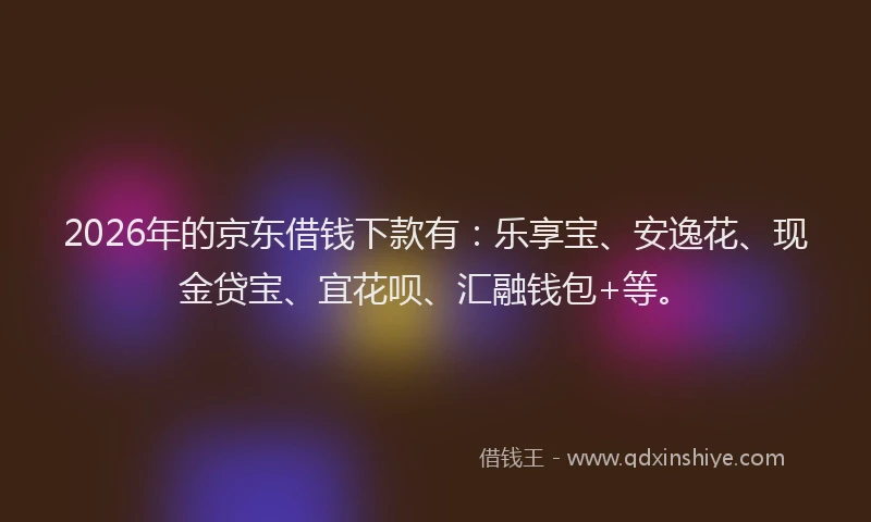 2026年的京东借钱下款有:乐享宝、安逸花、现金贷宝、宜花呗、汇融钱包+等。
