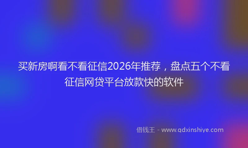 买新房啊看不看征信2026年推荐，盘点五个不看征信网贷平台放款快的软件