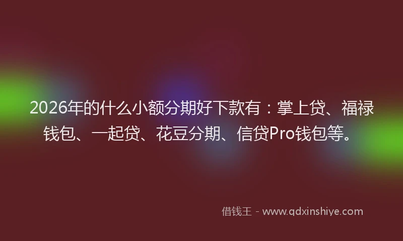 2026年的什么小额分期好下款有:掌上贷、福禄钱包、一起贷、花豆分期、信贷Pro钱包等。