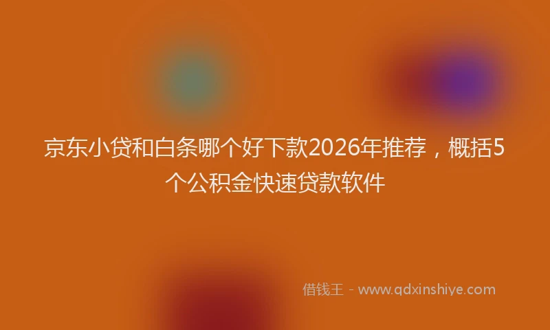 京东小贷和白条哪个好下款2026年推荐，概括5个公积金快速贷款软件