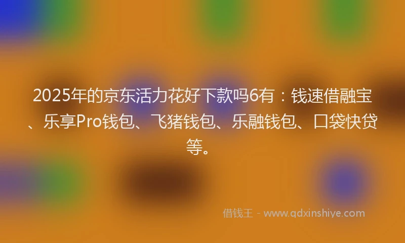 2025年的京东活力花好下款吗6有：钱速借融宝、乐享Pro钱包、飞猪钱包、乐融钱包、口袋快贷等。