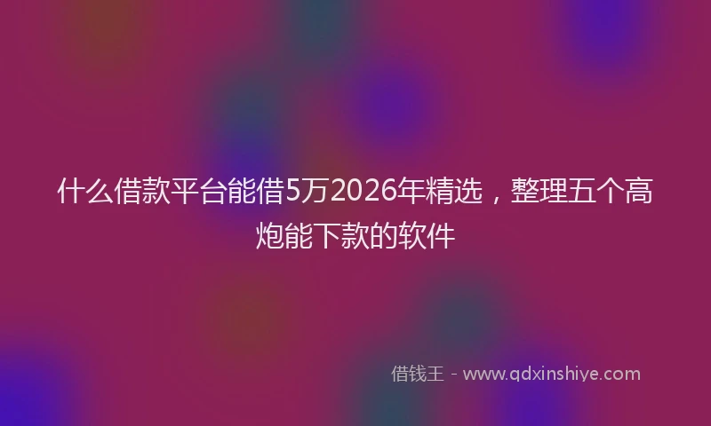 什么借款平台能借5万2026年精选，整理五个高炮能下款的软件