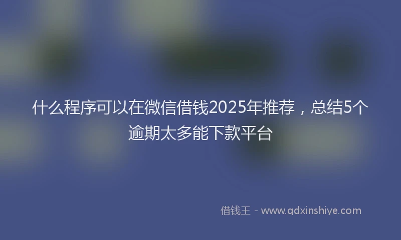 什么程序可以在微信借钱2025年推荐，总结5个逾期太多能下款平台
