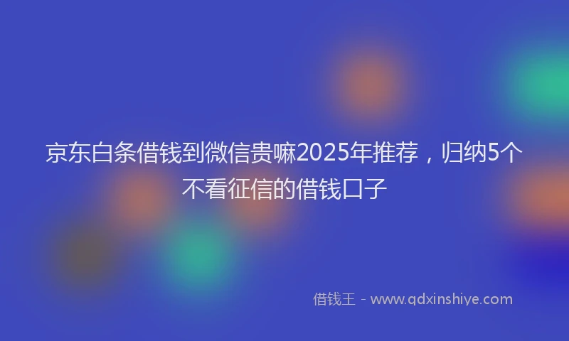 京东白条借钱到微信贵嘛2025年推荐,归纳5个不看征信的借钱口子