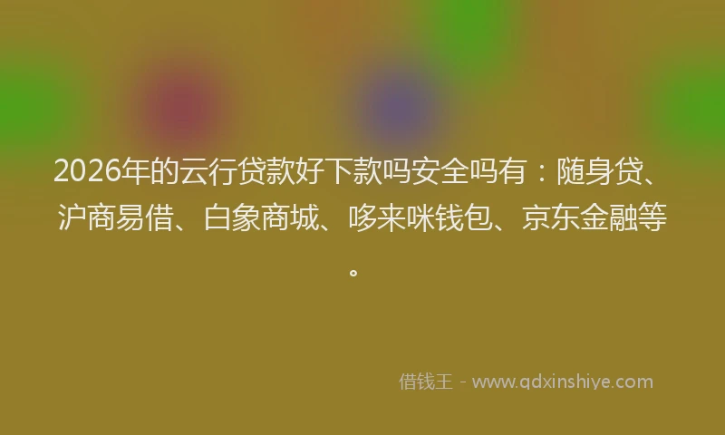 2026年的云行贷款好下款吗安全吗有：随身贷、沪商易借、白象商城、哆来咪钱包、京东金融等。