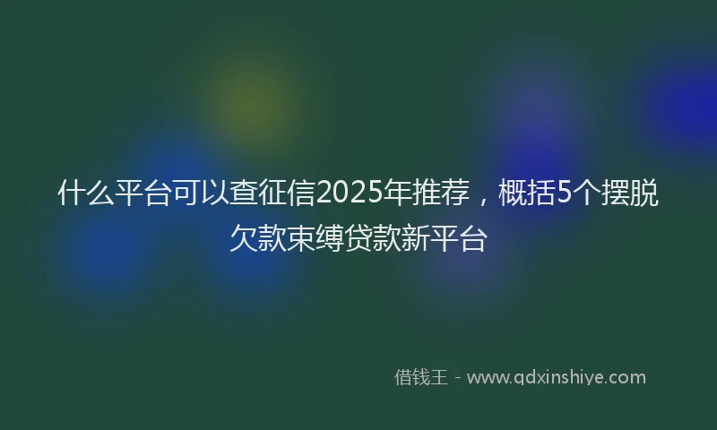什么平台可以查征信2025年推荐，概括5个摆脱欠款束缚贷款新平台