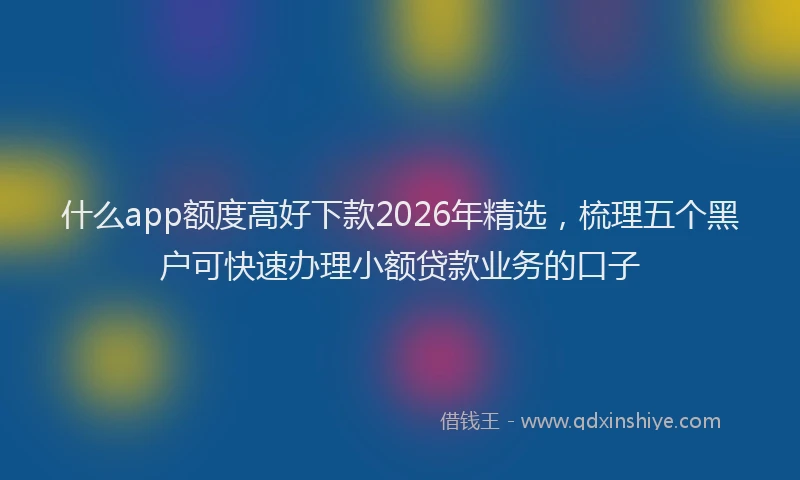什么app额度高好下款2026年精选，梳理五个黑户可快速办理小额贷款业务的口子